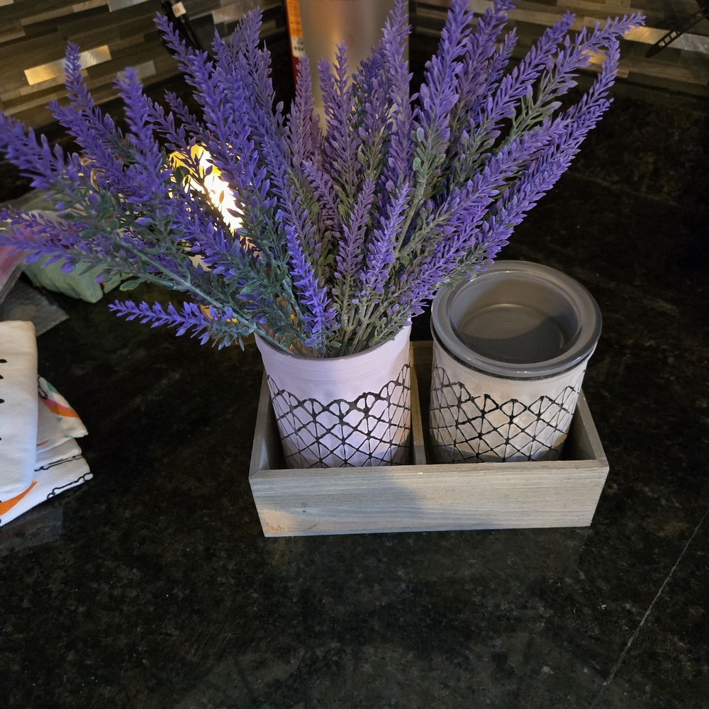 Scentsy Lavender Candle Holder Set - Purple and Cream